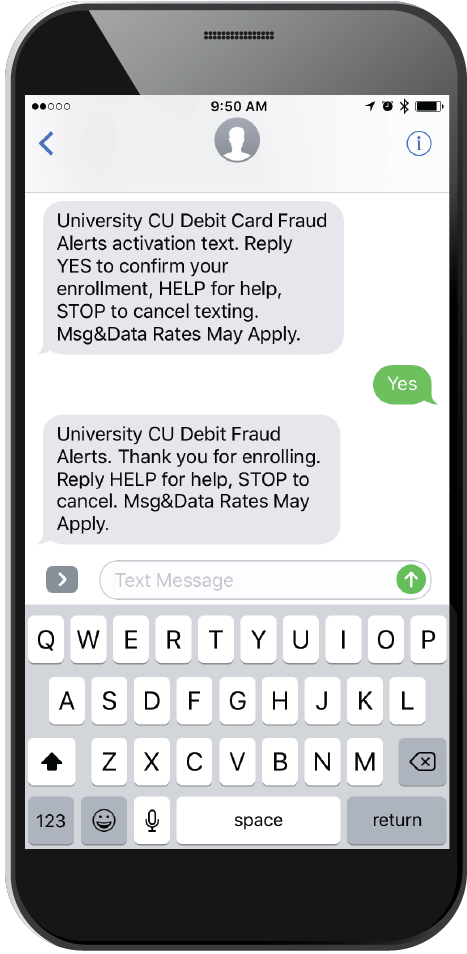 Debit Card Fraud Text Alerts - University Credit Union
